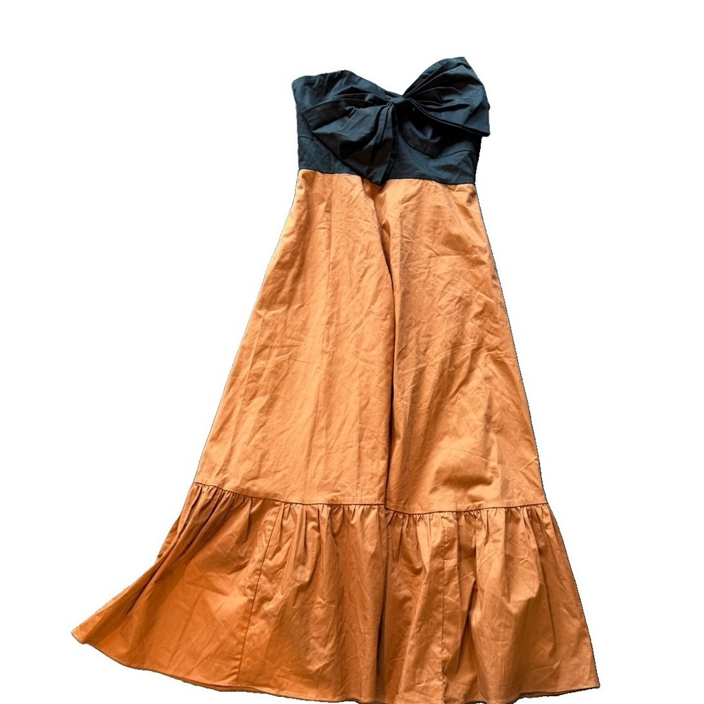 Hutch Strapless Maxi Dress Size 6 Copper Black Bow Formal Wedding Guest Gown